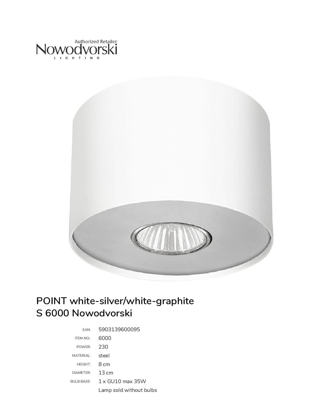 Точковий світильник POINT WHITE-SILVER-WHITE-GRAPHITE S (6000), Nowodvorski - Зображення 6000-.jpg