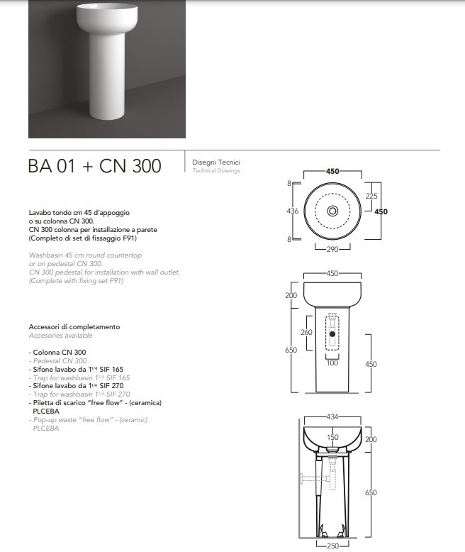 Колона для умивальника BA01 Balloon CN300-F91 SIMAS - Зображення 60159557-0ee17.jpg