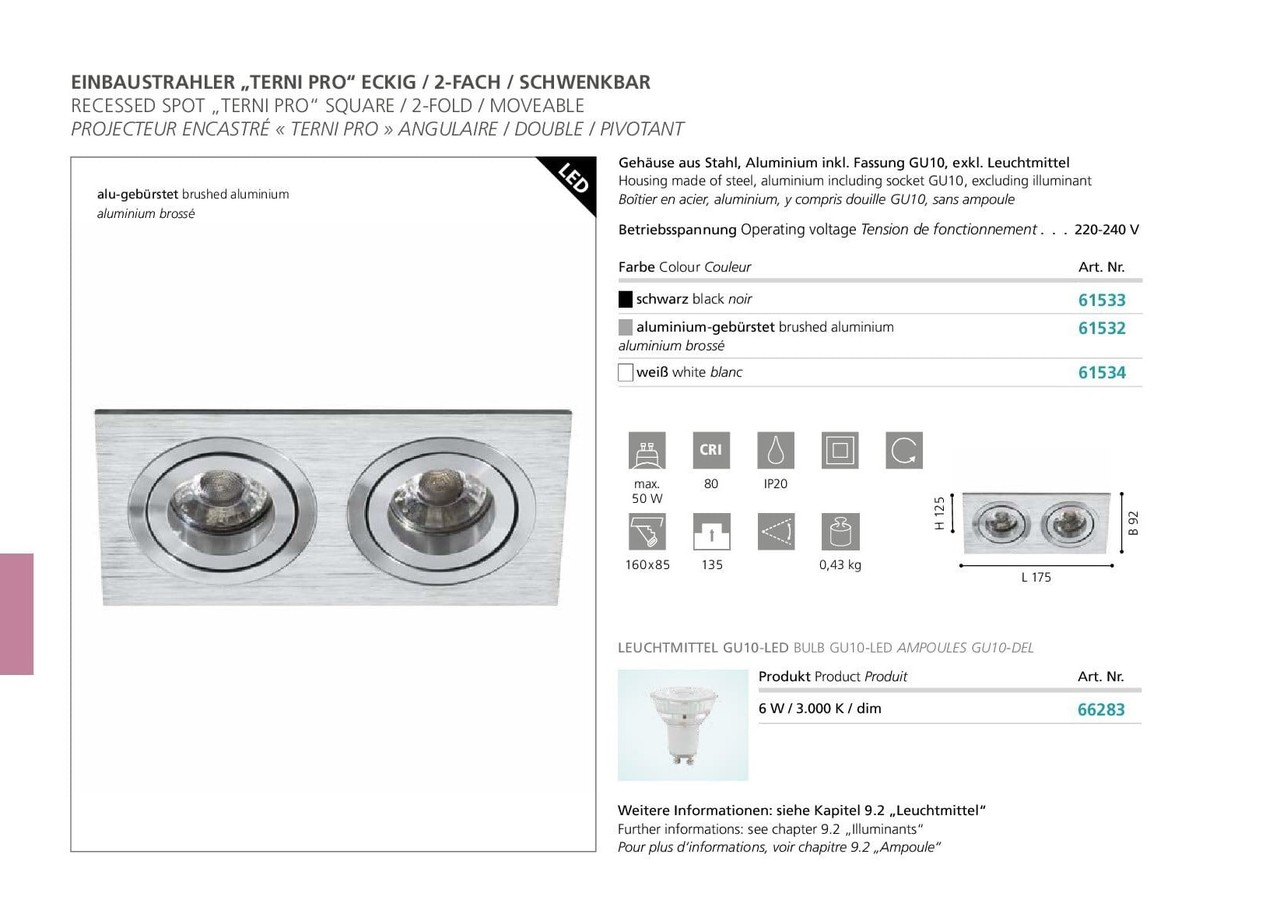 Точечный светильник TERNI PRO Square (61534), EGLO - Зображення 61533-1.jpg