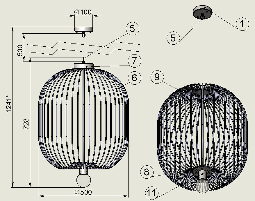 Люстра  Wire lamp (6300-1), Pikart  - Зображення 6300-1--.jpg