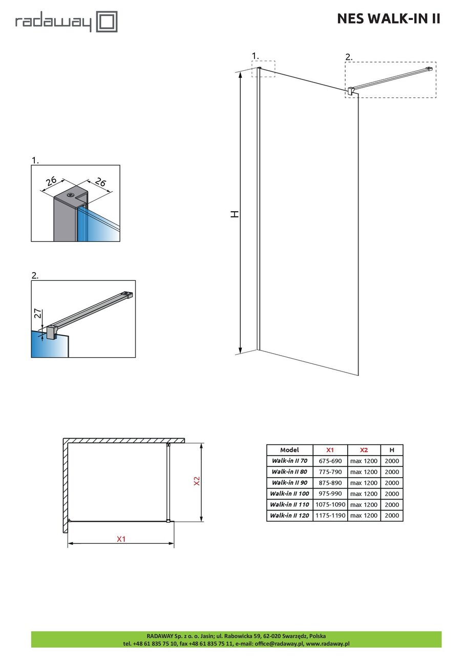 Душова стінка NES Black Walk-in II 100 Frame RADAWAY - Зображення 66776429-dac8c.jpg