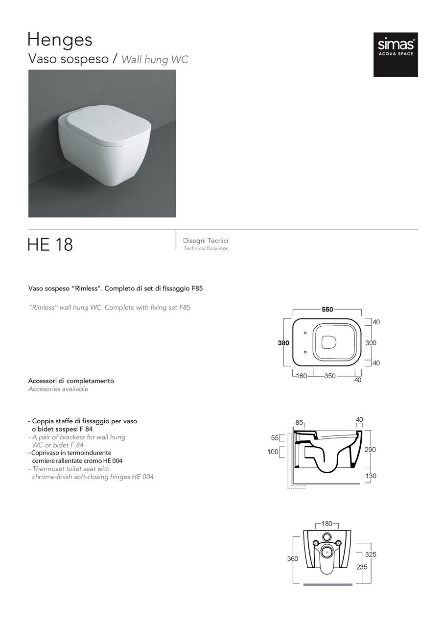Унітаз підвісний Henges з кришкою soft-close HE18-F85-HE004 Glossy white SIMAS - Зображення 68586747-db01b.jpg