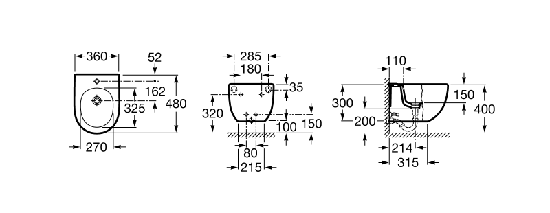 Біде підвісне Meridian (А357246000), Roca - Зображення 6a210-n-kompakto-bide-pidvisne-a357246000-v.png