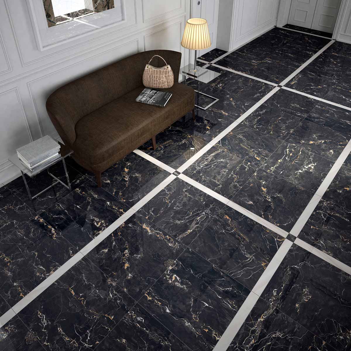 Плитка керамогранітна Jewels Black Gold Luc JW 11 POL 600х600x9 Mirage - Зображення 6ab1c-black-gold-jw-11-vvv.jpg