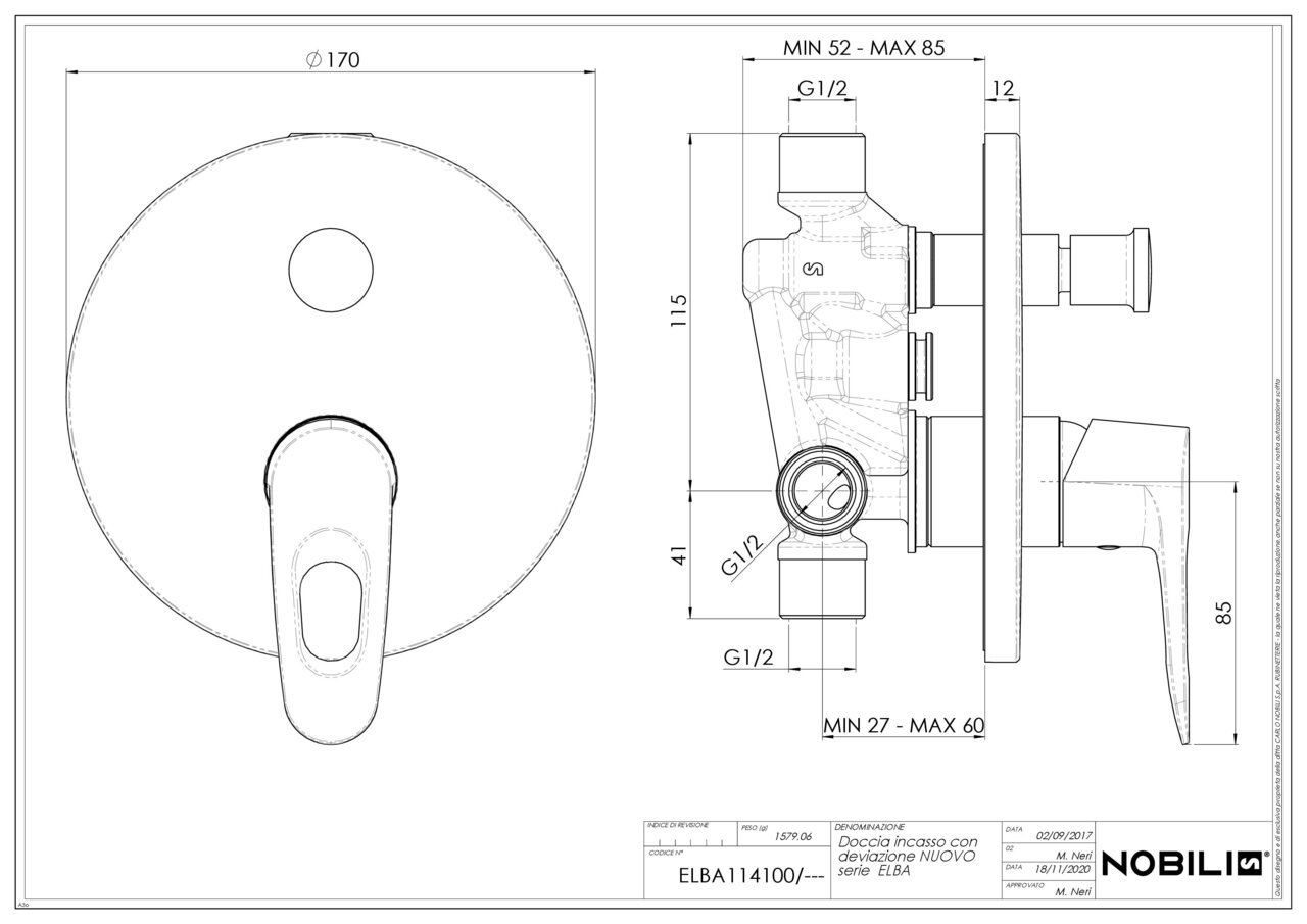 Змішувач для душу Elba EL114100CR Nobili - Зображення 73625367-cd6e1.jpg