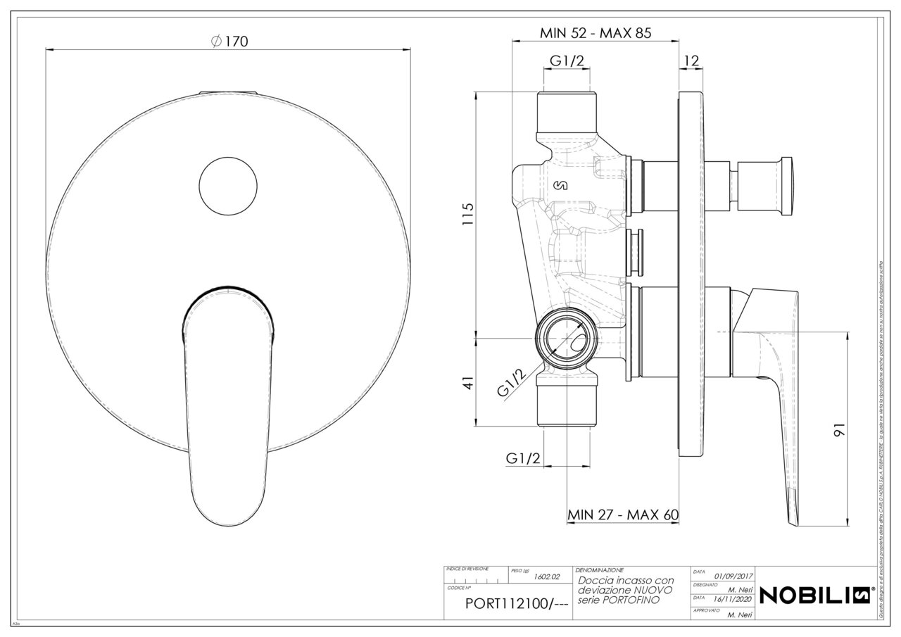 Змішувач для душу Portofino PO112100CR Nobili - Зображення 73626579-6263b.jpg