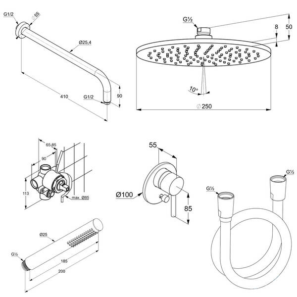Душова система 7 в 1 Bozz 387363976 Black matt Kludi - Зображення 73843363-45a14.jpg