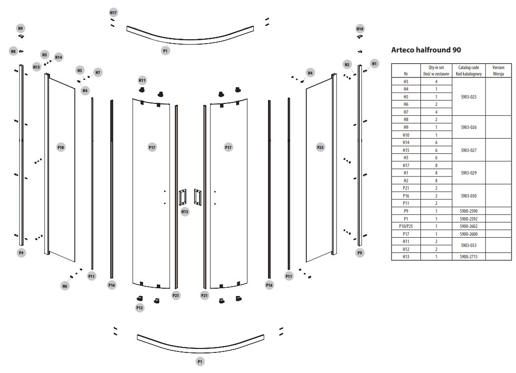 Душова кабіна напівкругла Arteco 90х90х190 Cersanit - Зображення 74547416-13e89.jpg