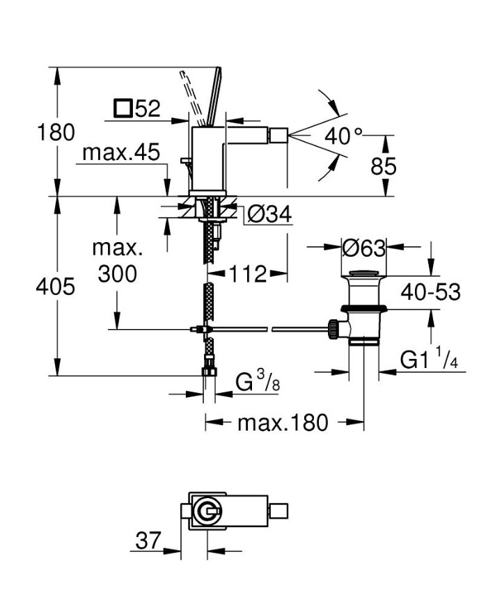 Змішувач для біде S-Size Eurocube Joy (23664000), Grohe - Зображення 74966-23664.jpg