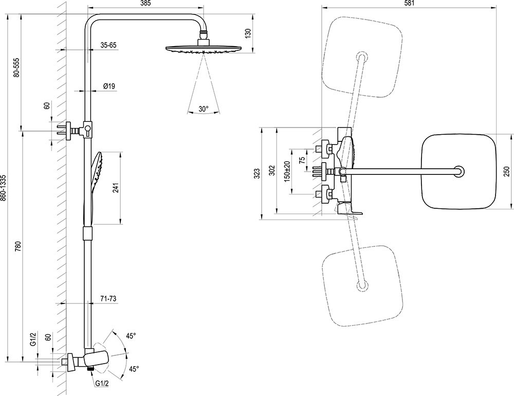 Душова система TD F 098.00 10° X070171 RAVAK - Зображення 75992732-9cc4a.jpg