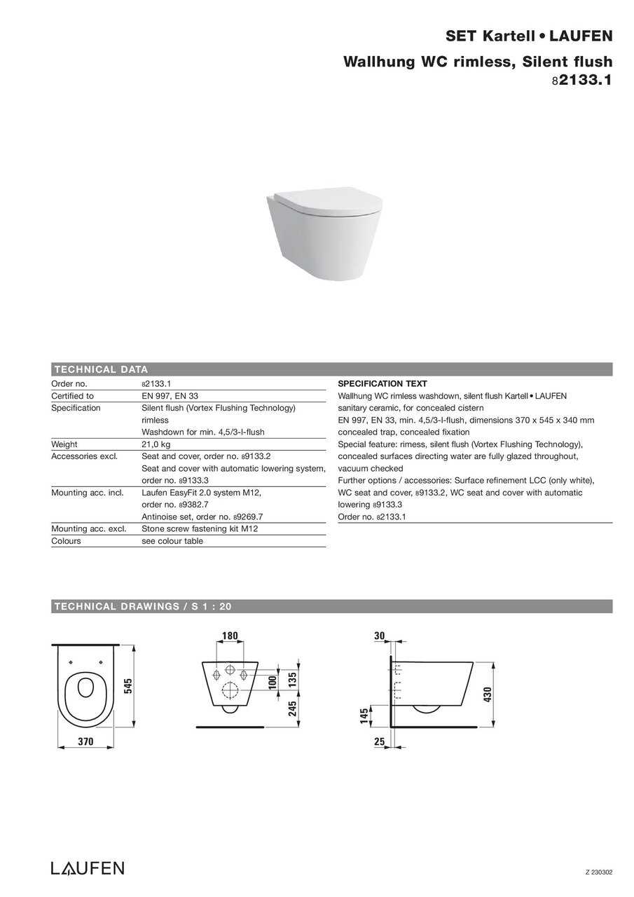 Унитаз подвесной Kartell by Laufen Rimless H8213317570001 White matt LAUFEN - Зображення 78500574-e3e33.jpg