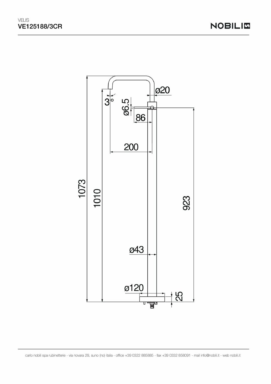 Змішувач підлоговий для умивальника Velis (VE125188-3CR) Nobili - Зображення 7868542-39102.jpg