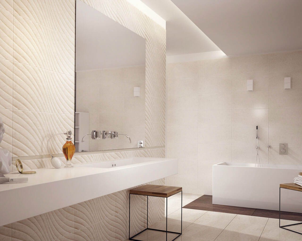 Плитка стінова Emilly Crema STR 300x600x9 Paradyz - Зображення 79cde-aranzacja-jasnej-lazienki-z-wanna-emilly-milio-ceramika-paradyz.jpg