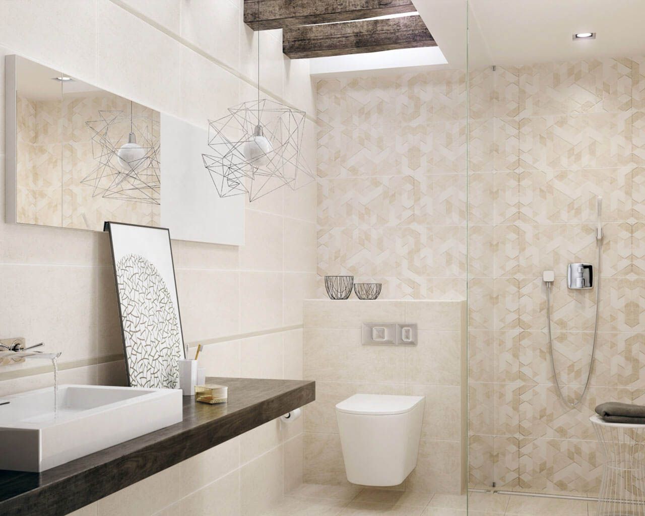 Плитка стінова Emilly Beige 300x600x9 Paradyz - Зображення 7e21c-aranzacja-malej-bezowej-lazienki-emilly-milio-ceramika-paradyz.jpg