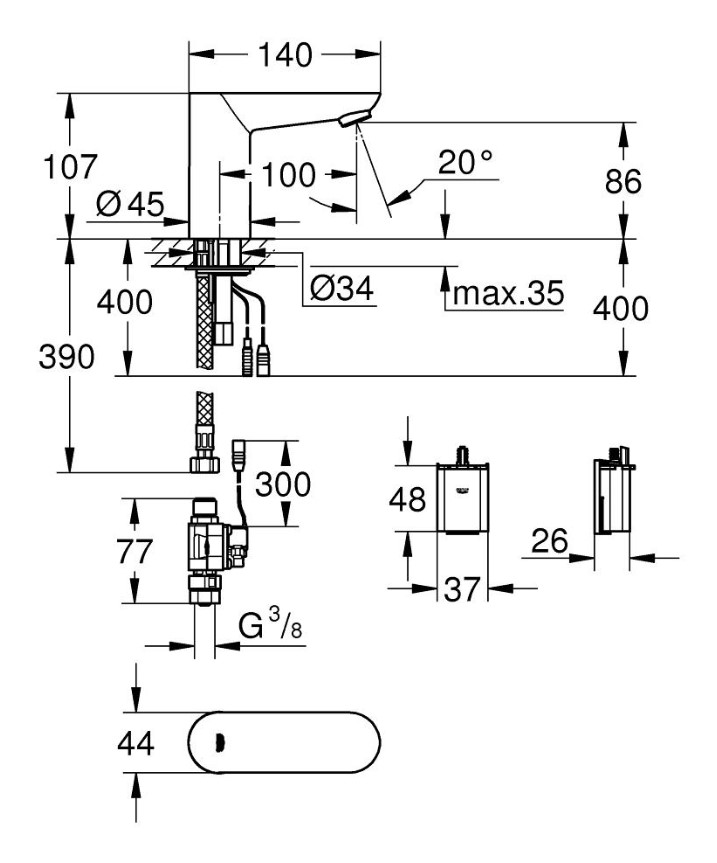 Змішувач для умивальника Euroeco Cosmopolitan E (36271000), Grohe - Зображення 80af2-3626-1.jpg