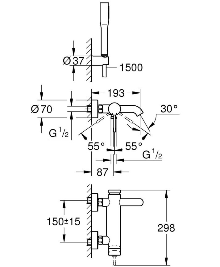 Змішувач для ванни Essence New (33628001), Grohe - Зображення 8199d-3362.jpg