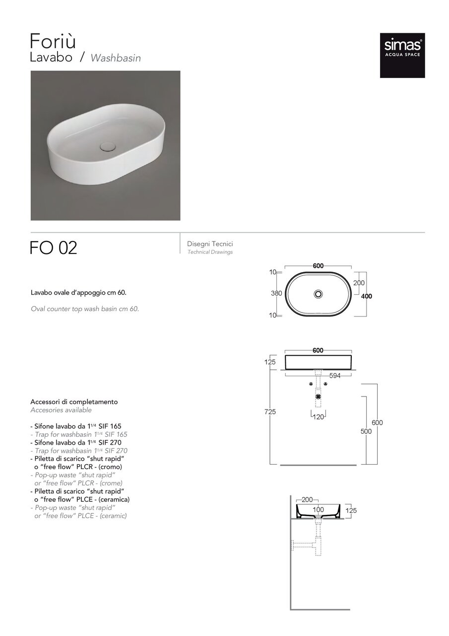 Умивальник 60 FORIU FO02SM Sabia Matt SIMAS - Зображення 83344211-36ba2.jpg
