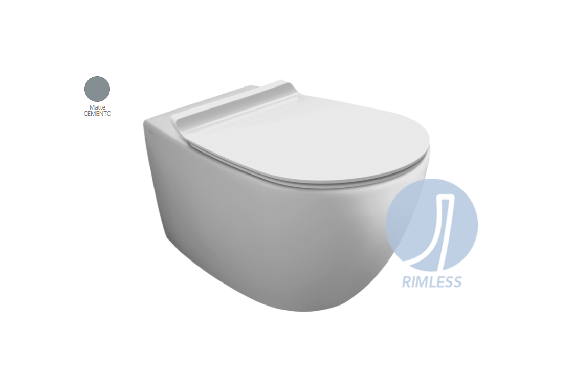 Унітаз підвісний Vignoni Rimless VI18 з кришкою soft-close Cemento matt VI18-F85-VI004СM SIMAS - Зображення