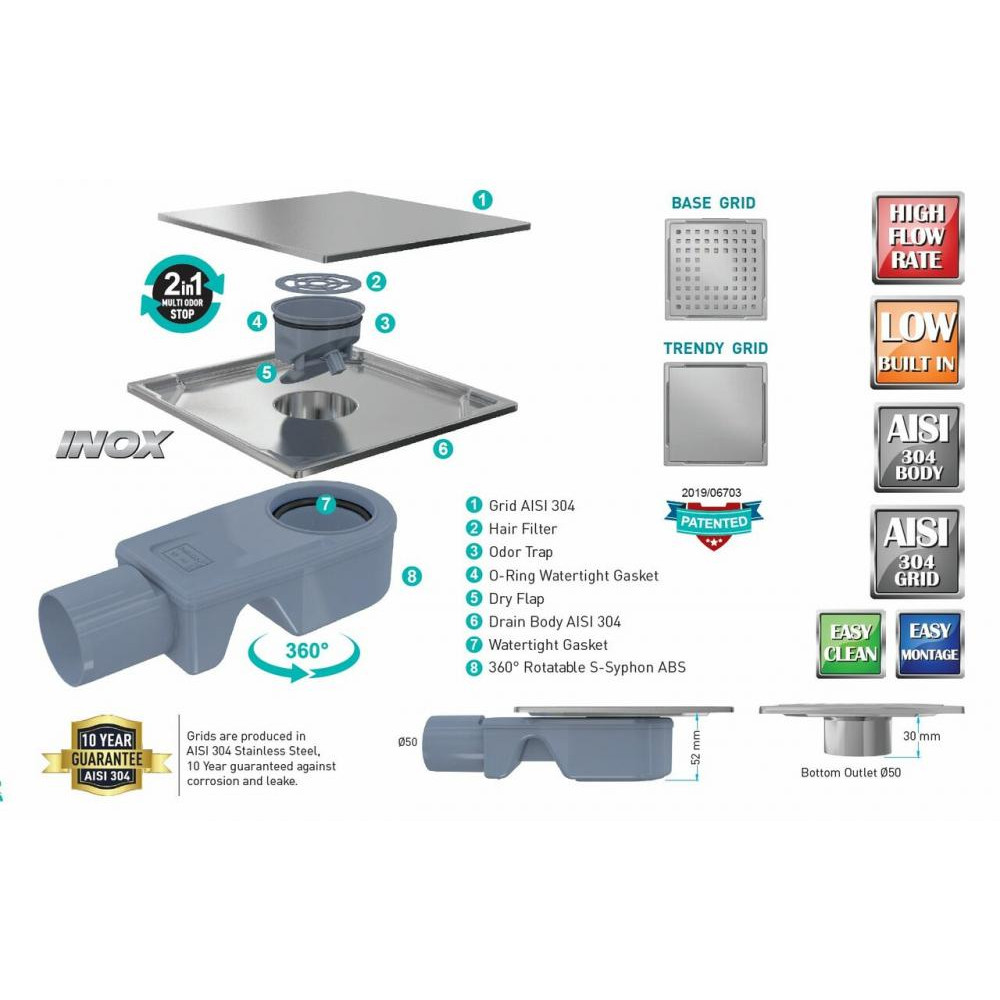 Душовий трап Inox-S Trendy VFD-774315 Valtemo - Зображення 8433049-e0155.jpg
