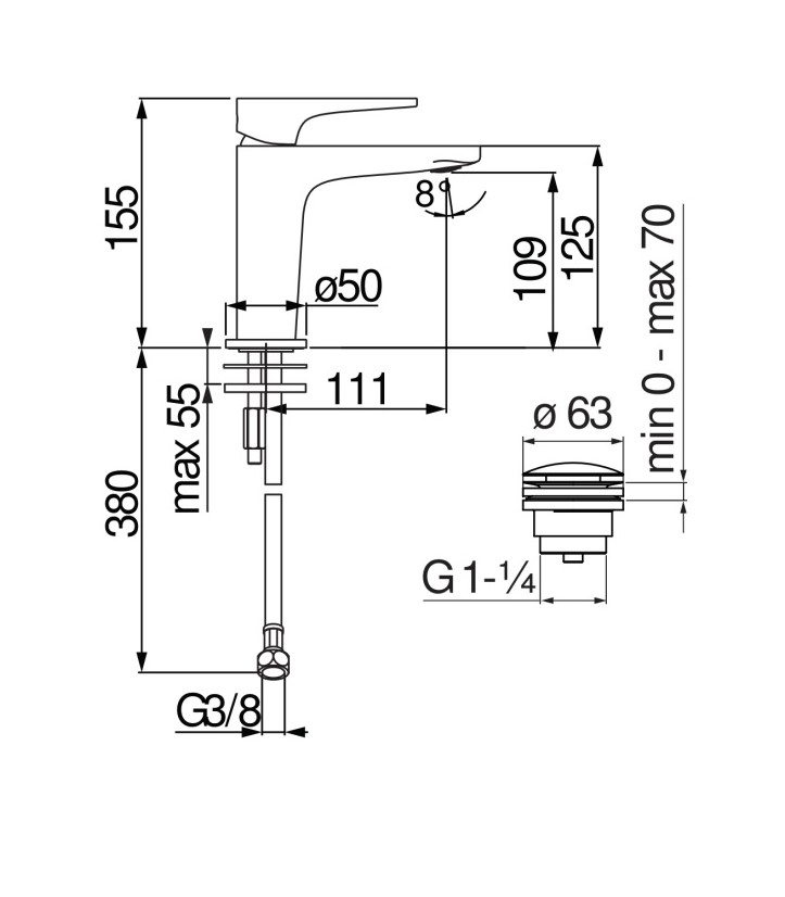 Змішувач для умивальника YOYO Chrome YO126118-2CR Nobili - Зображення 85273256-21e41.jpg