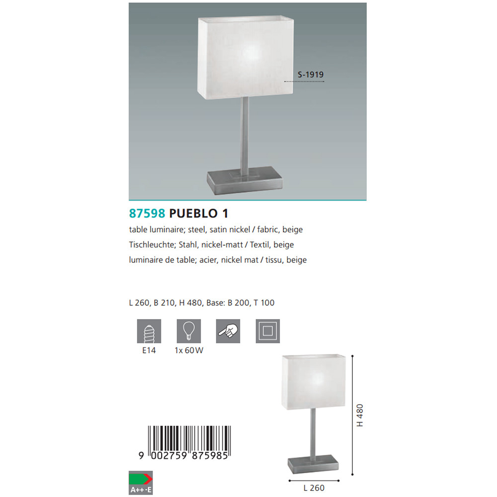 Настольная лампа PUEBLO 1 (87598), EGLO - Зображення 87598--.jpg