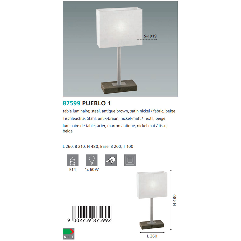 Настільна лампа PUEBLO 1 (87599), EGLO - Зображення 87599--.jpg