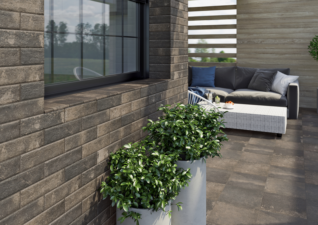 Плитка фасадна Scandiano Nero 65x240 Paradyz - Зображення 881b4-scandiano_brown_detal_okno.jpg