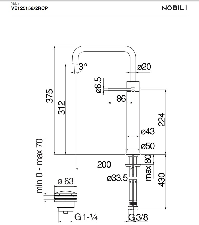 Змішувач для умивальника Velis Red Canyon PVD VE125158-2RCP Nobili - Зображення 88799154-f60a4.jpg