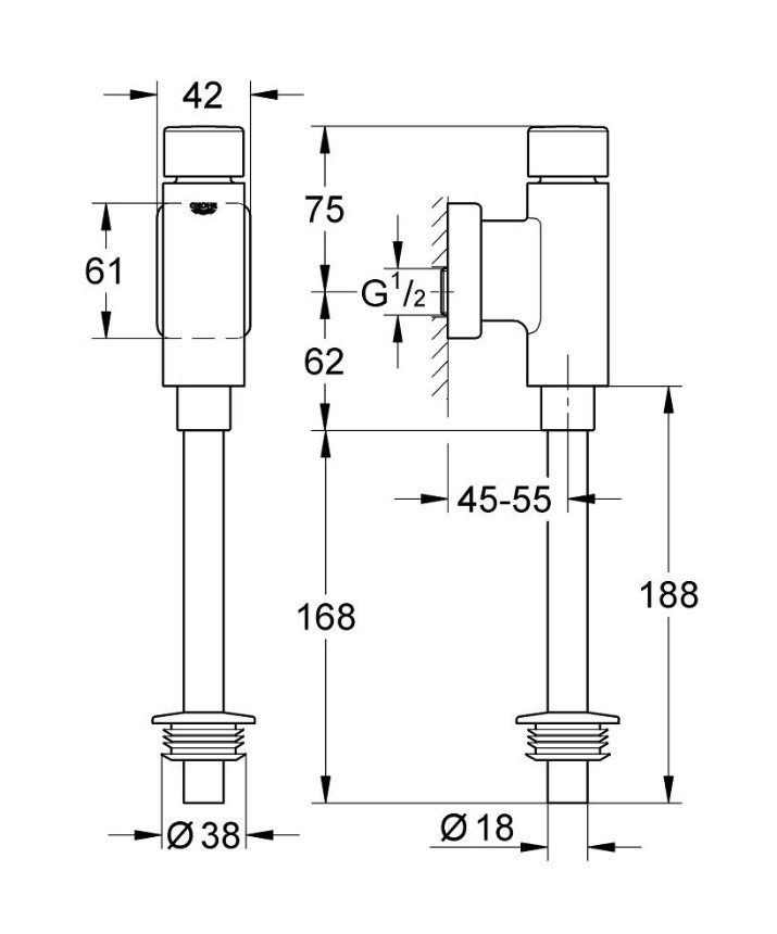 Змив для пісуара Rondo (37346000), Grohe - Зображення 8dcf8-3734.jpg