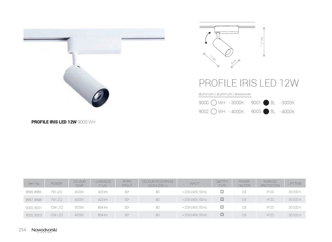 Трековый светильник PROFILE IRIS LED BLACK 12W 3000K (9001), Nowodvorski - Зображення 9000-_-.jpg