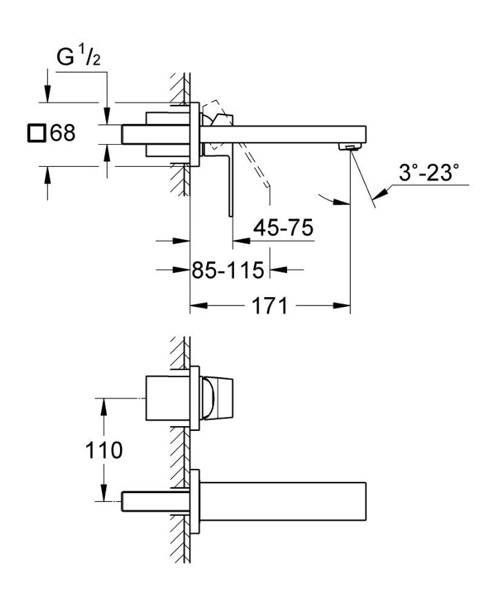 Змішувач для умивальника S-Size Eurocube (19895000), Grohe - Зображення 90c30-19895-2.jpg