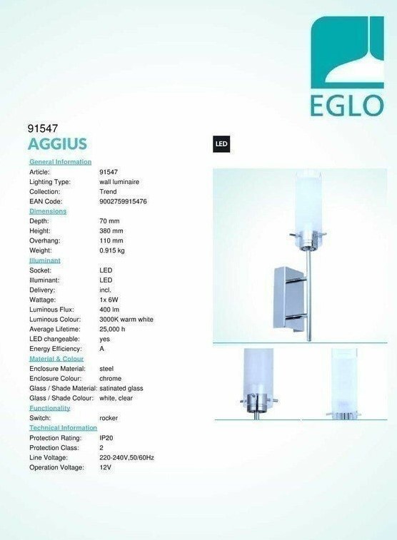 Бра AGGIUS LED (91547), EGLO - Зображення 91547--.jpg