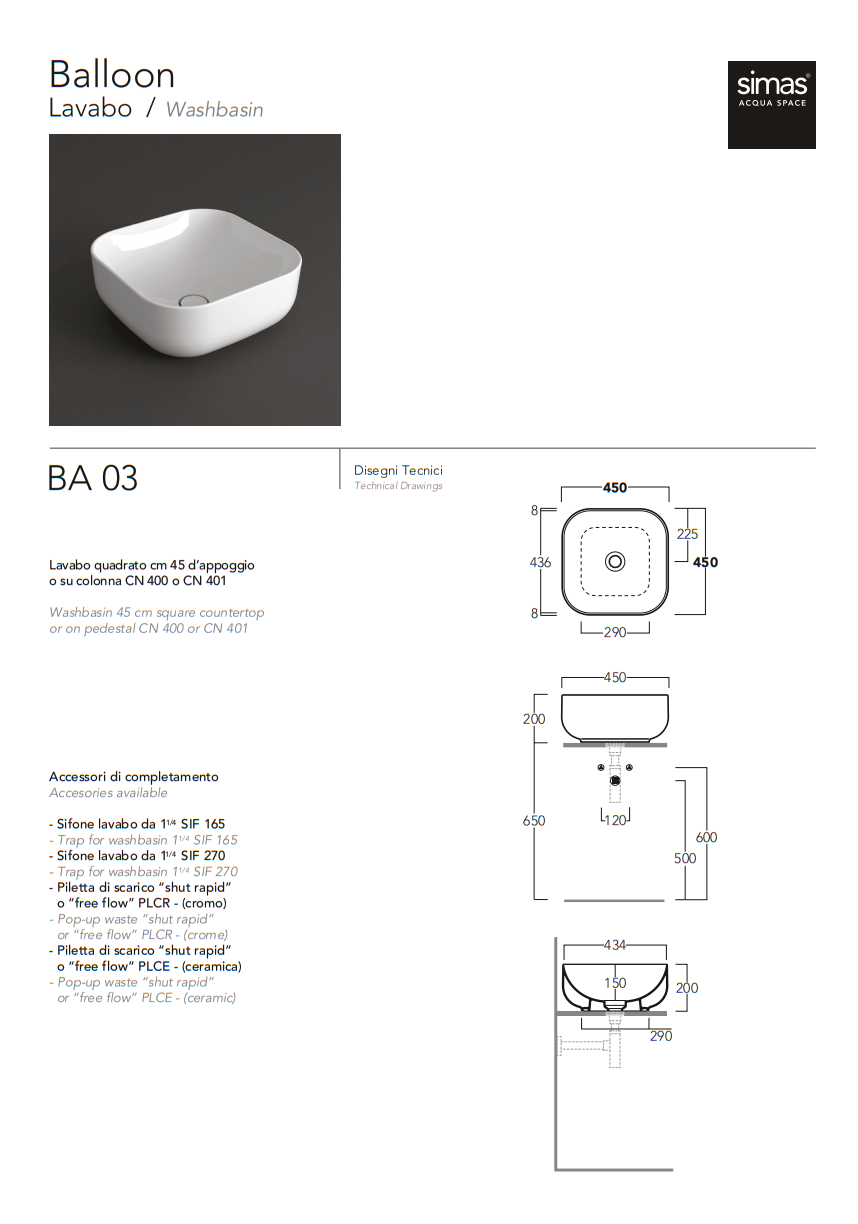 Умивальник BA 03 Balloon BA03WM White matt SIMAS - Зображення 92190964-066a5.png