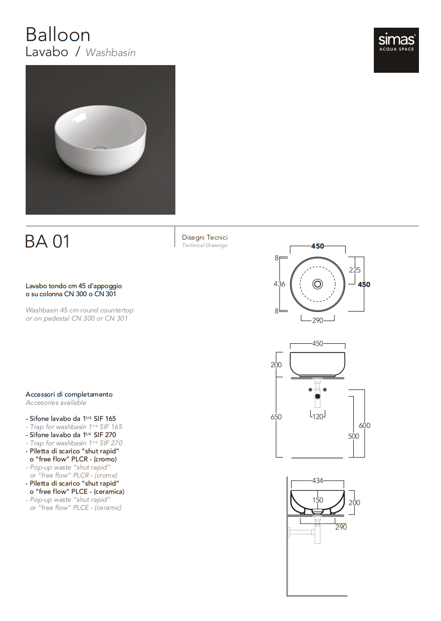 Умивальник BA 01 Balloon BA01NM Black matt SIMAS - Зображення 92191799-19bef.png