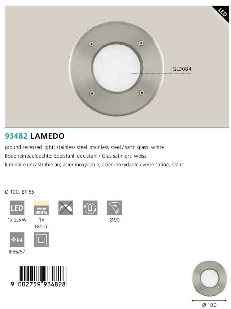 Світильник вуличний LAMEDO LED (93482), EGLO - Зображення 93482--.jpg