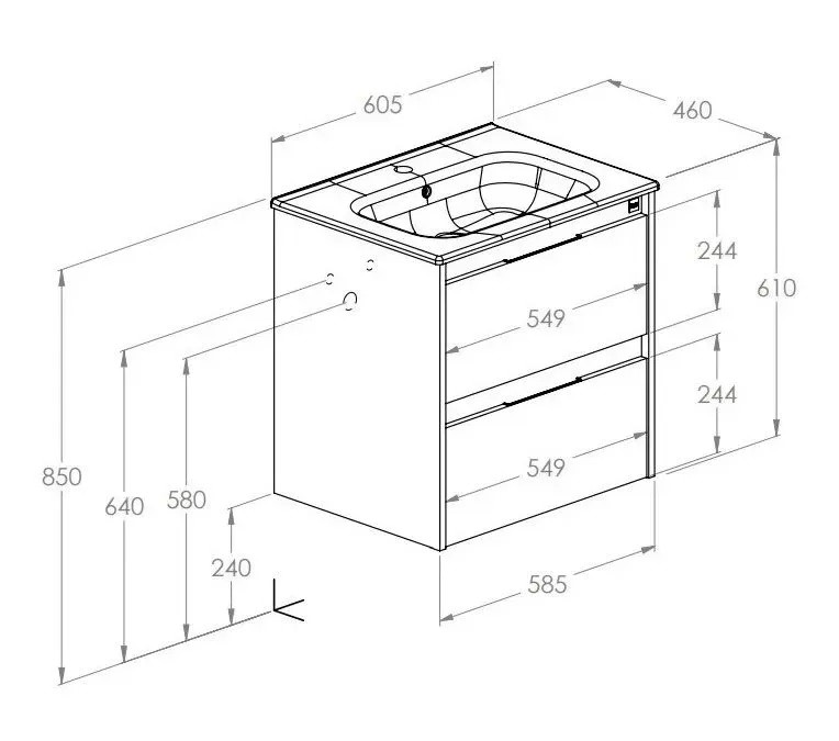 Шафка з умивальником Alpine Unik 600 A852012606 Roca - Зображення 94516964-4cb3d.jpg