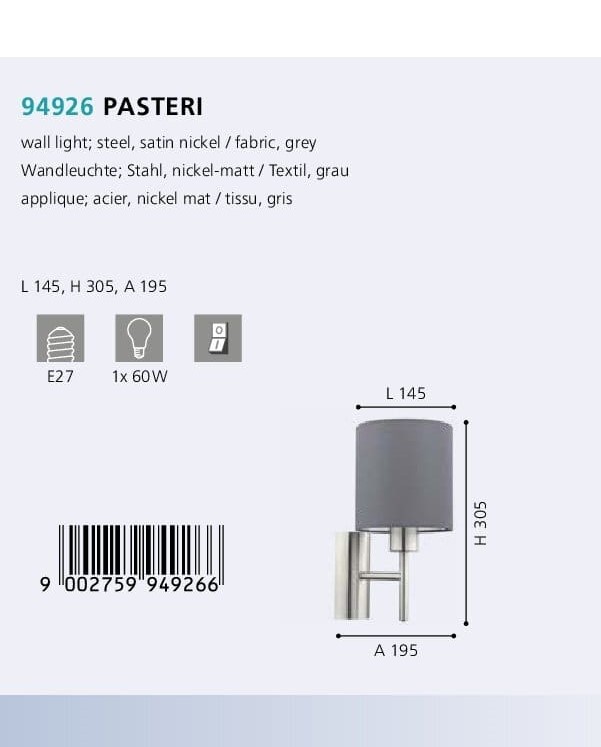 Бра PASTERI (94926), EGLO - Зображення 94926-1.jpg