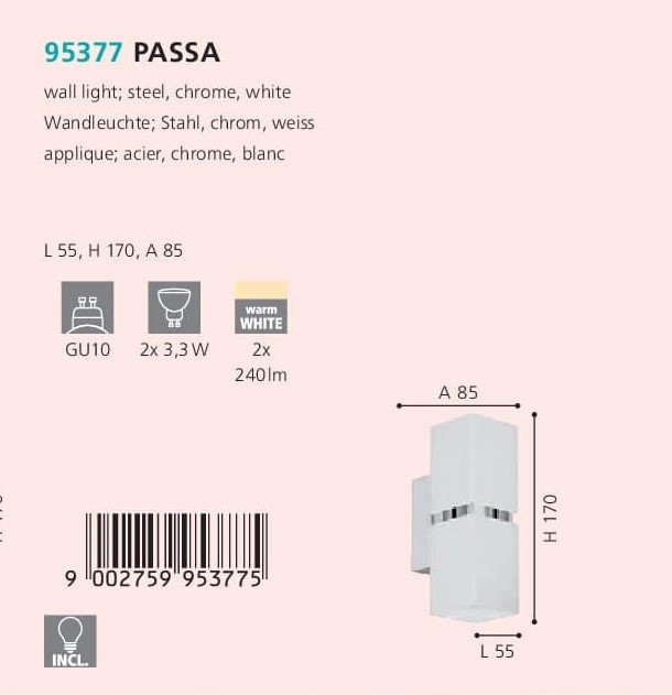 Бра PASSA (95377), EGLO - Зображення 95377-.jpg