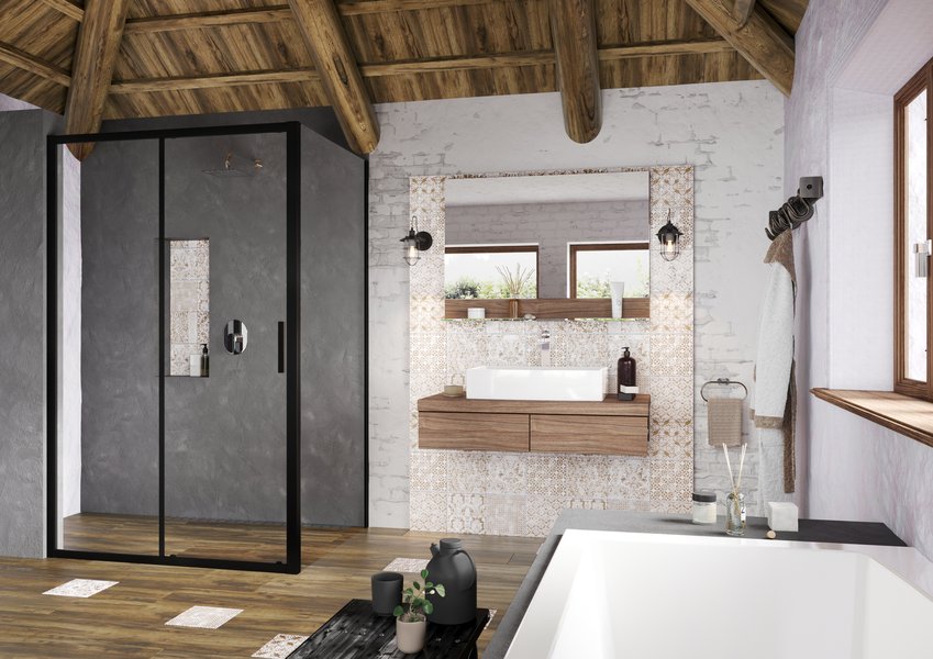 Душова стінка нерухома одноелементна BLSPS-90 Transparent Black X9BM70300Z1 RAVAK - Зображення