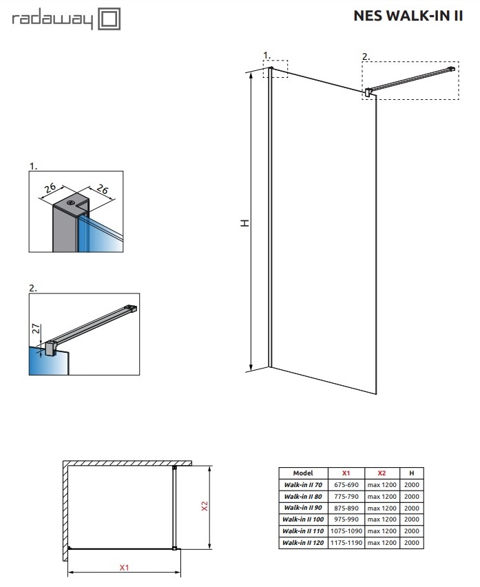 Душова стінка NES Black Walk-in II 100 RADAWAY - Зображення 98789587-b9bb7.jpg
