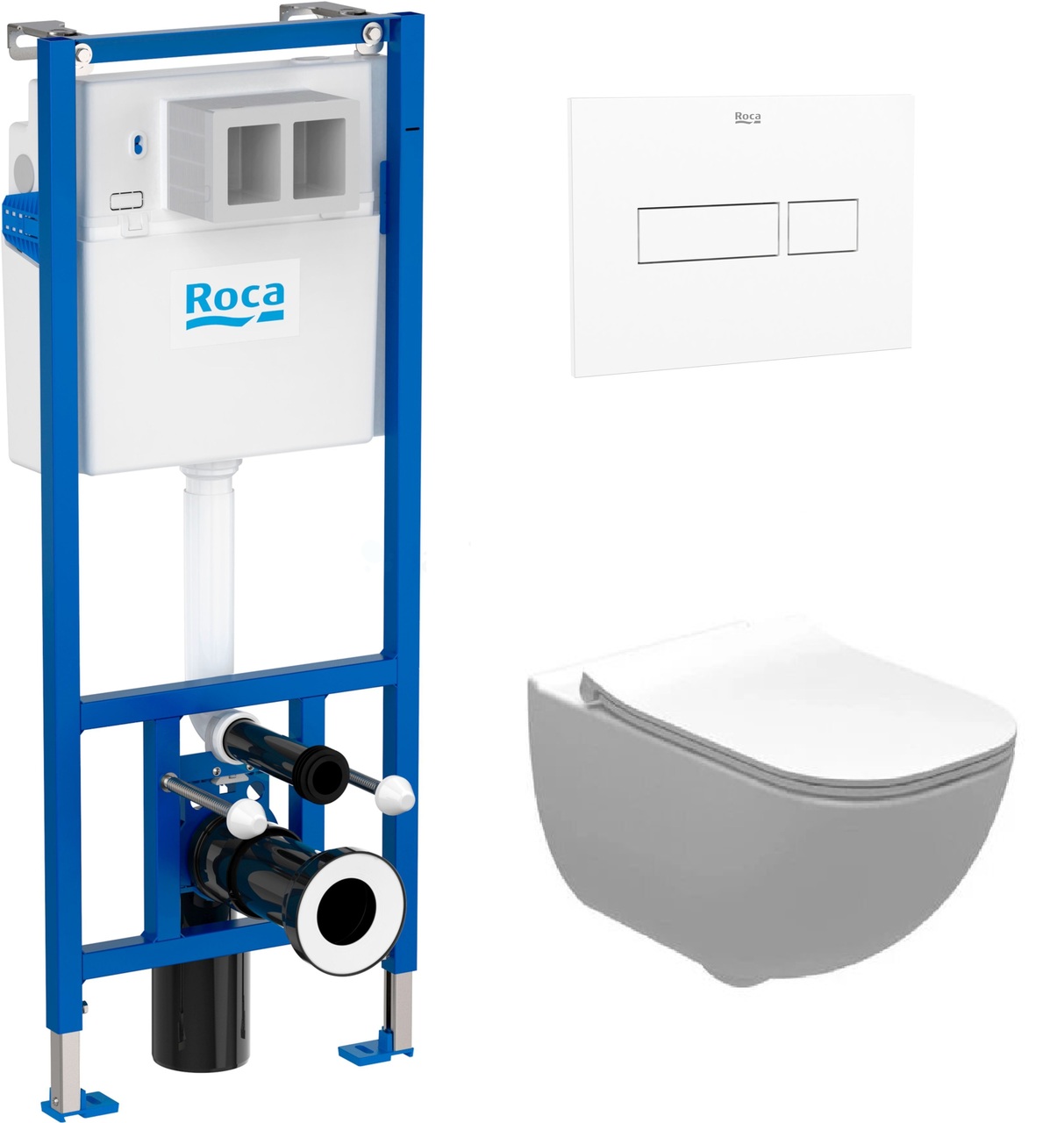 Комплект Инсталляция Duplo Nova WC с клавишей Duplo Nova White + Унитаз Alegra Rimless с крышкой Roca - Зображення 98834866-9fa38.jpg