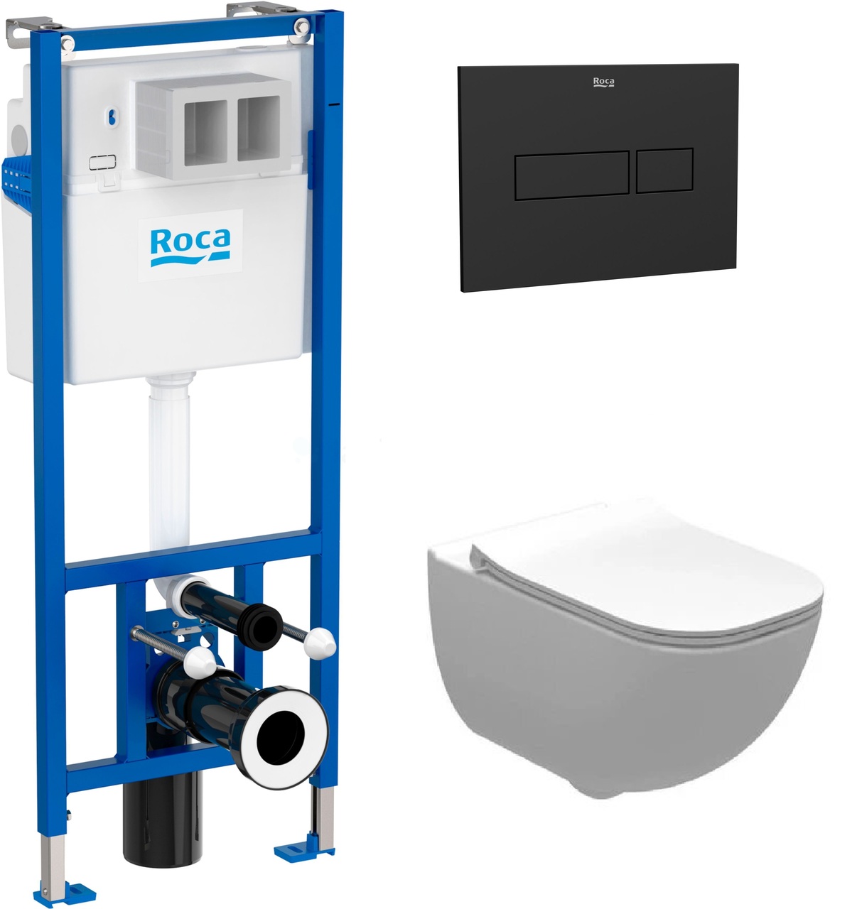 Комплект Инсталляция Duplo Nova WC с клавишей Duplo Nova Black matt + Унитаз Alegra Rimless с крышкой Roca - Зображення 98837213-8b98e.jpg