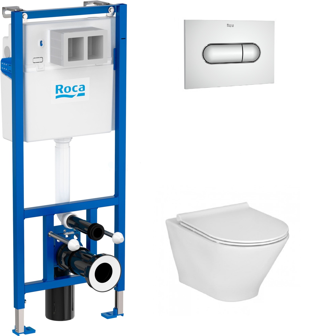 Комплект Инсталляция Duplo Nova WC с клавишей Duplo Nova Chrome + Унитаз Legacy Rimless с крышкой Roca - Зображення 98837242-17d99.jpg