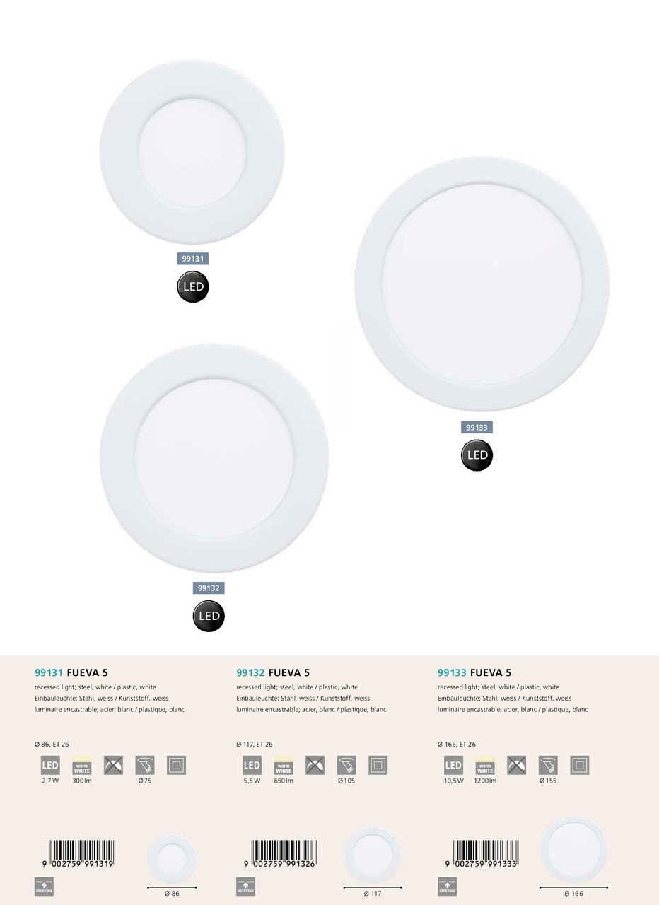 Точковий світильник FUEVA 5 3000K (99132), EGLO - Зображення 99132-.jpg