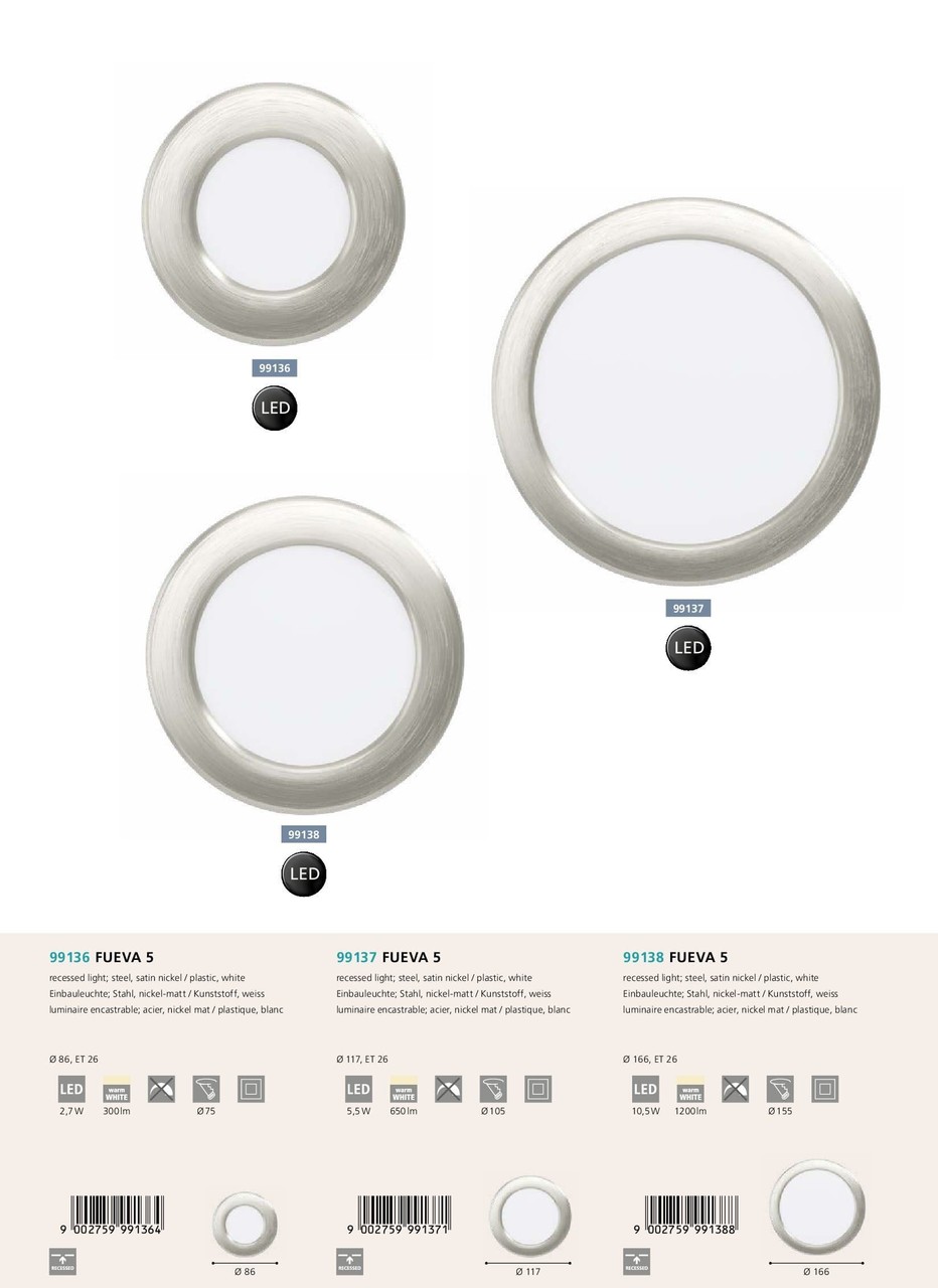 Точковий світильник FUEVA 5 3000K (99137), EGLO - Зображення 99137-.jpg