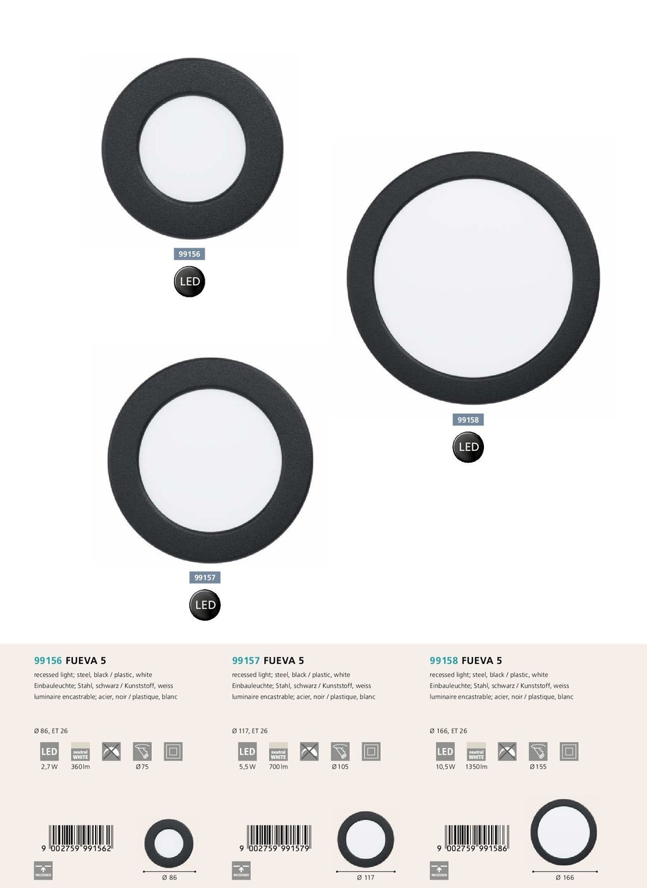 Точечный светильник FUEVA 5 4000K (99157), EGLO - Зображення 99157-.jpg
