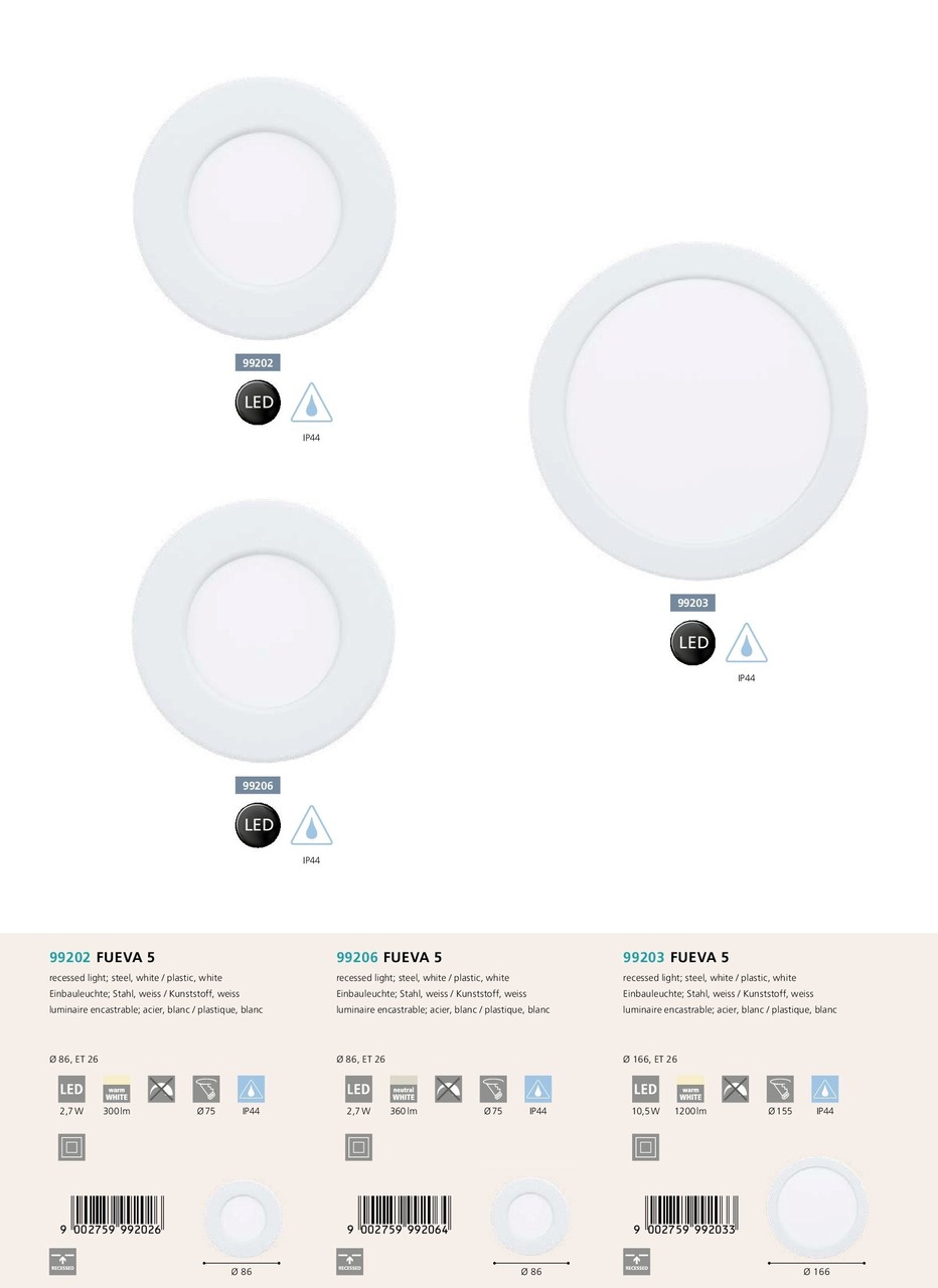 Точковий світильник FUEVA 5 3000K (99202), EGLO - Зображення 99202-3-6-7.jpg