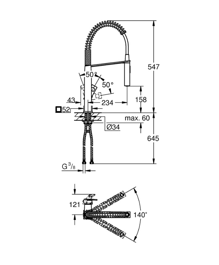 Змішувач для кухні Eurocube (31395DC0), Grohe - Зображення 9c266-3139.jpg