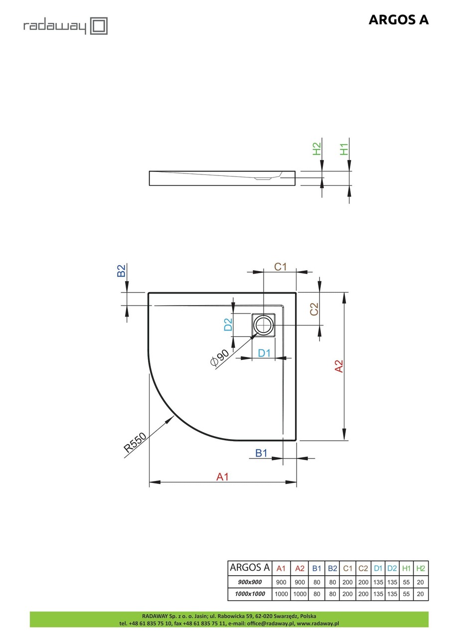 Душовий піддон Argos A 90x90 см, RADAWAY - Зображення Argos-A-.jpg