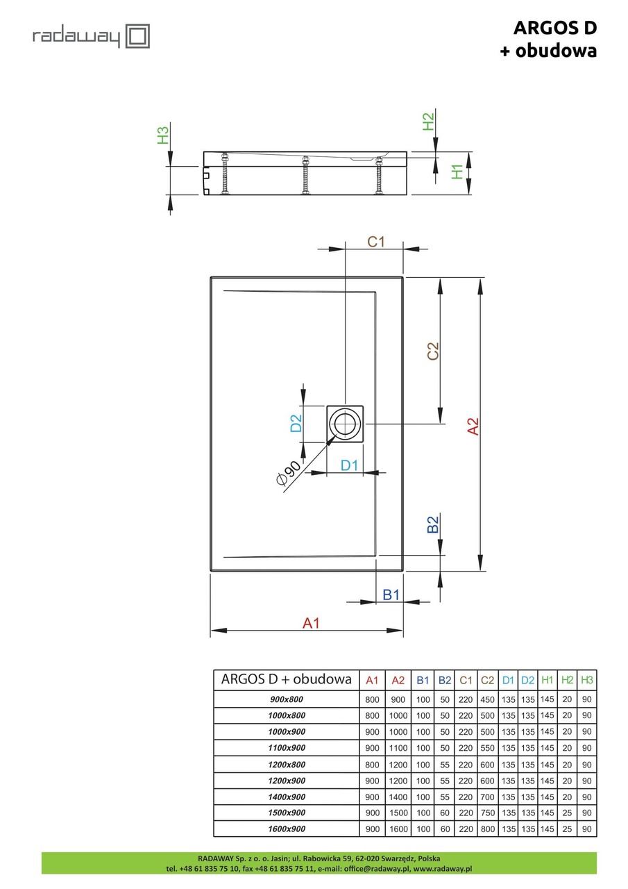 Душовий піддон зі з'ємною панеллю Argos D 150x90 см, RADAWAY - Зображення Argos-D-ob.jpg